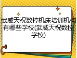 武威天祝数控机床培训机构有哪些学校(武威天祝数控学校)