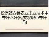松原乾安县农业职业技术中专好不好(乾安农职中专好吗)