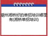 潮州湘桥好的单招培训哪里有(湘桥单招培训)
