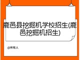 鹿邑县挖掘机学校招生(鹿邑挖掘机招生)
