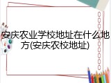 安庆农业学校地址在什么地方(安庆农校地址)