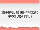 和平挖机培训机构排名(和平挖机培训排行)