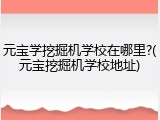 元宝学挖掘机学校在哪里?(元宝挖掘机学校地址)