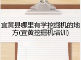 宜黄县哪里有学挖掘机的地方(宜黄挖掘机培训)