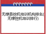 无棣县挖机培训机构排名(无棣挖机培训排行)
