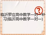 临沂罗庄高中数学一对一补习(临沂高中数学一对一)