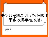平乡县挖机培训学校在哪里(平乡挖机学校地址)