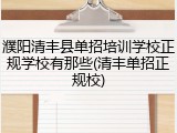 濮阳清丰县单招培训学校正规学校有那些(清丰单招正规校)