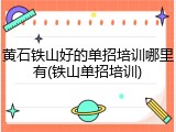 黄石铁山好的单招培训哪里有(铁山单招培训)