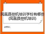 凤凰县挖机培训学校有哪些(凤凰县挖机培训)