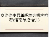 商洛洛南县单招培训机构推荐(洛南单招培训)