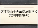 湛江霞山十大单招培训学校(霞山单招培训)