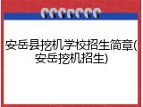 安岳县挖机学校招生简章(安岳挖机招生)