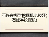 石峰在哪学挖掘机比较好(石峰学挖掘机)