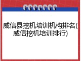 威信县挖机培训机构排名(威信挖机培训排行)