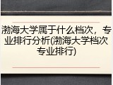 渤海大学属于什么档次，专业排行分析(渤海大学档次专业排行)