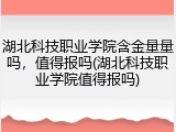 湖北科技职业学院含金量量吗，值得报吗(湖北科技职业学院值得报吗)
