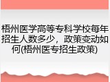梧州医学高等专科学校每年招生人数多少，政策变动如何(梧州医专招生政策)