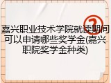 嘉兴职业技术学院就读期间可以申请哪些奖学金(嘉兴职院奖学金种类)