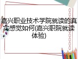 嘉兴职业技术学院就读的真实感觉如何(嘉兴职院就读体验)