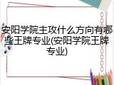 安阳学院主攻什么方向有哪些王牌专业(安阳学院王牌专业)