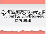 辽宁职业学院可以自考去读吗，为什么(辽宁职业学院自考原因)