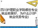 四川护理职业学院哪些专业就业前景好，为什么(川护就业优势专业)