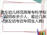 崇左幼儿师范高等专科学校一届招收多少人，最近几年(崇左幼专近年招生人数)