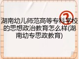 湖南幼儿师范高等专科学校的思想政治教育怎么样(湖南幼专思政教育)