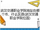 武汉交通职业学院地址在哪个市，什么区县(武汉交通职业学院位置)
