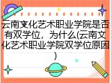 云南文化艺术职业学院是否有双学位，为什么(云南文化艺术职业学院双学位原因)