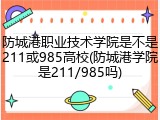 防城港职业技术学院是不是211或985高校(防城港学院是211/985吗)