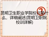 昆明卫生职业学院校训是什么，详细阐述(昆明卫职院校训详解)