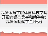 武汉体育学院体育科技学院开设有哪些奖学和助学金(武汉体院奖学金种类)