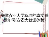 安徽农业大学就读的真实感觉如何(安农大就读体验)