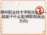 郴州职业技术学院毕业后一般能干什么呢(郴职院就业方向)
