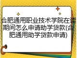 合肥通用职业技术学院在读期间怎么申请助学贷款(合肥通用助学贷款申请)