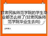 甘肃民族师范学院的学生毕业都怎么样了(甘肃民族师范学院毕业生去向)