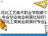 河北工艺美术职业学院哪个专业毕业就业前景比较好(河北工美就业前景好专业)