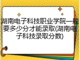 湖南电子科技职业学院一般要多少分才能录取(湖南电子科技录取分数)