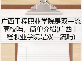 广西工程职业学院是双一流高校吗，简单介绍(广西工程职业学院是双一流吗)