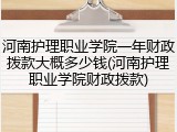 河南护理职业学院一年财政拨款大概多少钱(河南护理职业学院财政拨款)