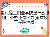 重庆轻工职业学院是什么级别，公办还是民办(重庆轻工学院性质)