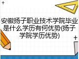 安徽扬子职业技术学院毕业是什么学历有何优势(扬子学院学历优势)