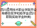 四川应用技术职业学院开设有哪些奖学和助学金(四川职院奖助学金种类)