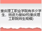 重庆理工职业学院有多少学生，师资力量如何(重庆理工职院师生规模)