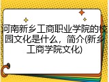 河南新乡工商职业学院的校园文化是什么，简介(新乡工商学院文化)