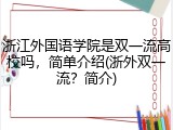 浙江外国语学院是双一流高校吗，简单介绍(浙外双一流？简介)