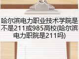 哈尔滨电力职业技术学院是不是211或985高校(哈尔滨电力职院是211吗)