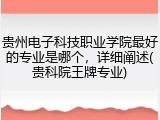 贵州电子科技职业学院最好的专业是哪个，详细阐述(贵科院王牌专业)